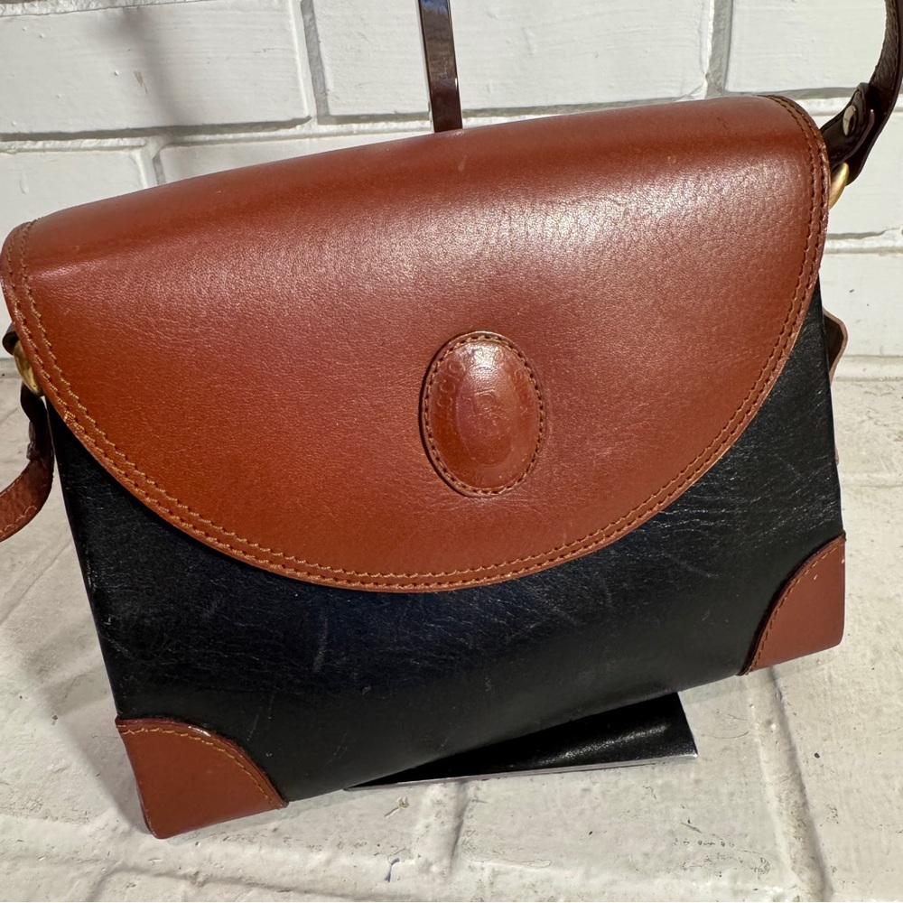 Baccio Genuine Leather Crossbody Purse | Vintage 80s 90s Two Tone Satchel